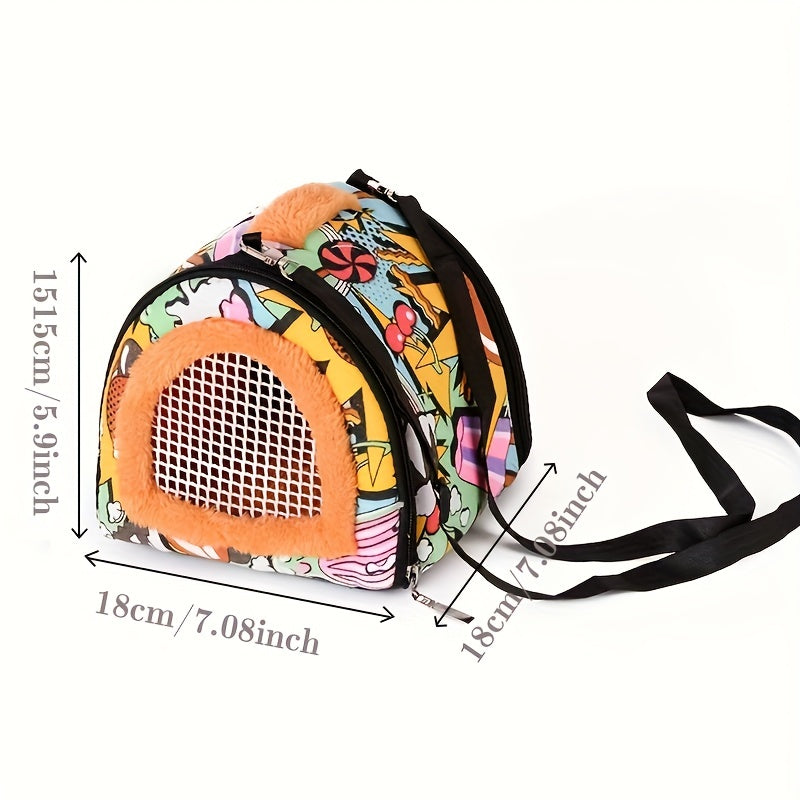 Cartoon Graphic Pet Outing Carrier Bag For Small Pets