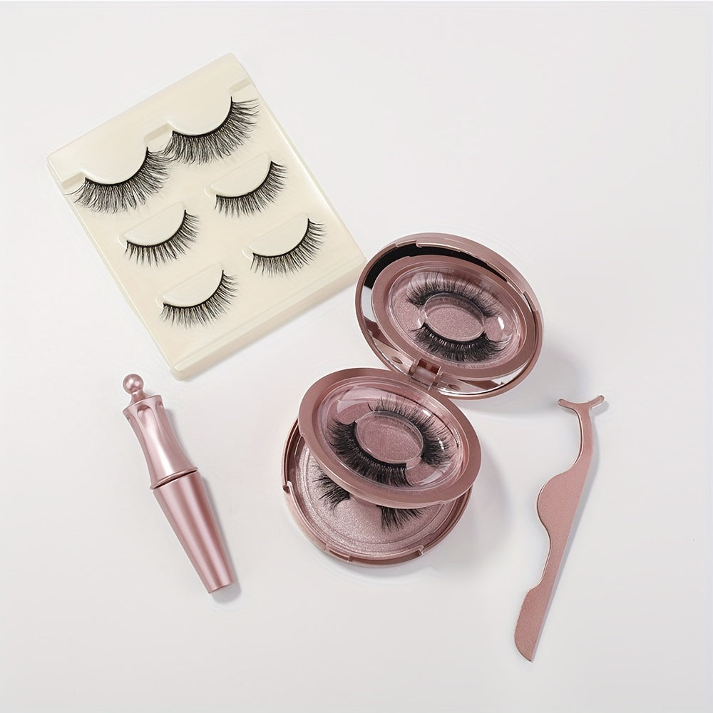 5 Pairs Magnetic Eyelashes and Eyeliner Kit with 2 Reusable 3D Lashes