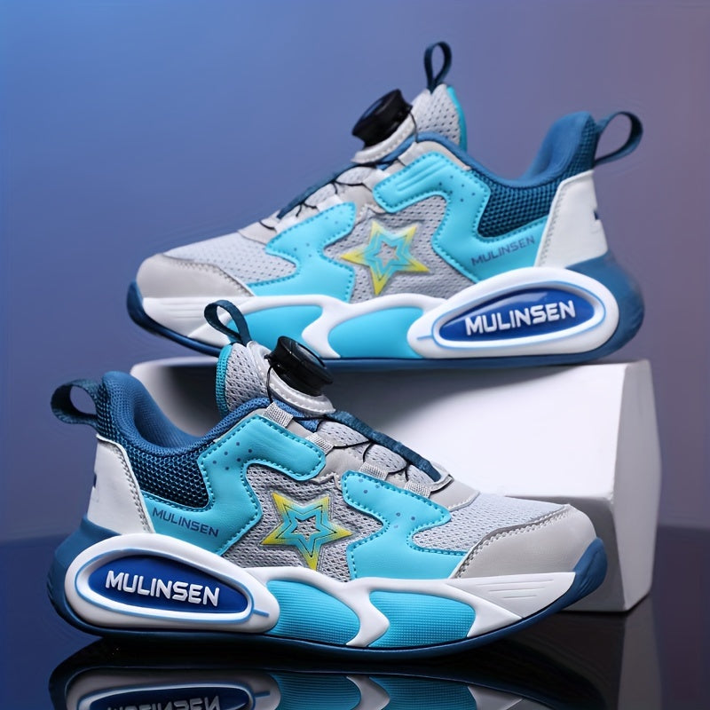 Boy's Rotating Buckle Basketball Shoes Non Slip Sneakers for Kids
