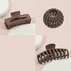 3pcs Solid Hair Clip Magic Nest Clip Bun Hollow Hair Claw For Women Girls