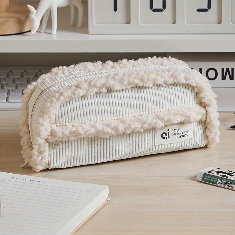 Fluffy Winter Pen Bag Large Capacity