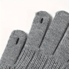 Winter Velvet Lining Warm Gloves Touch Screen Knitted Gloves