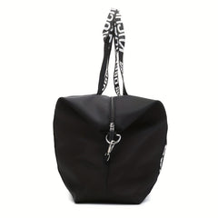 Large Capacity Letter Print Nylon Waterproof Shoulder Bag Travel Duffel