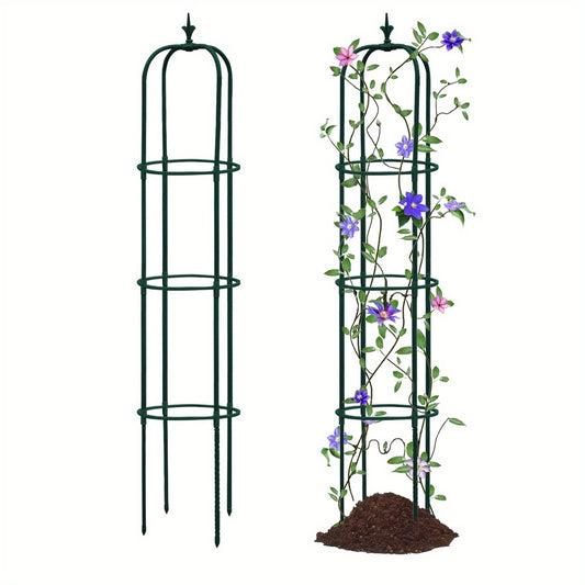 Tower Obelisk Garden Trellis Plant Support Vines Flowers Rustproof Green