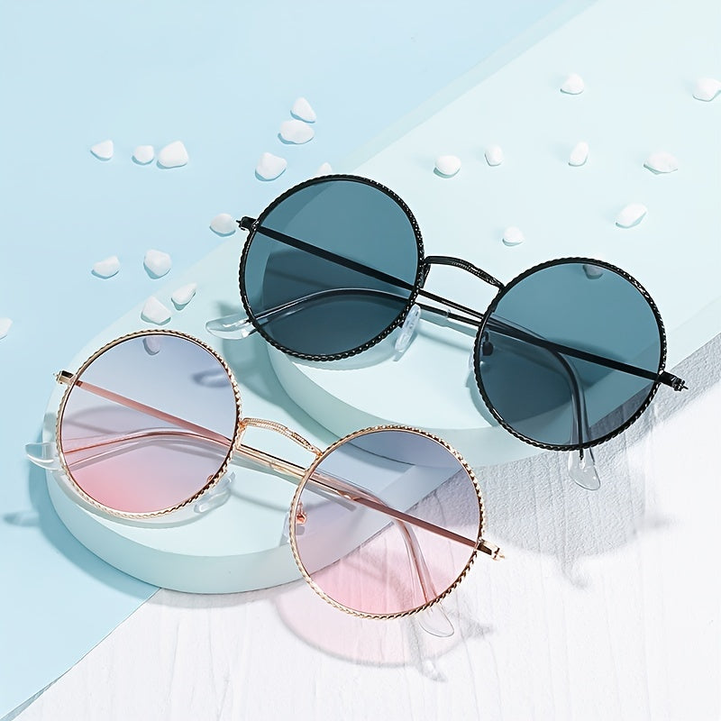 Small Round Polarized Sunglasses Vintage Metal Frame Womens