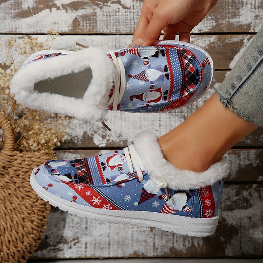 Christmas Santa Snow Shoes Fleece Lined Casual Winter Sneakers