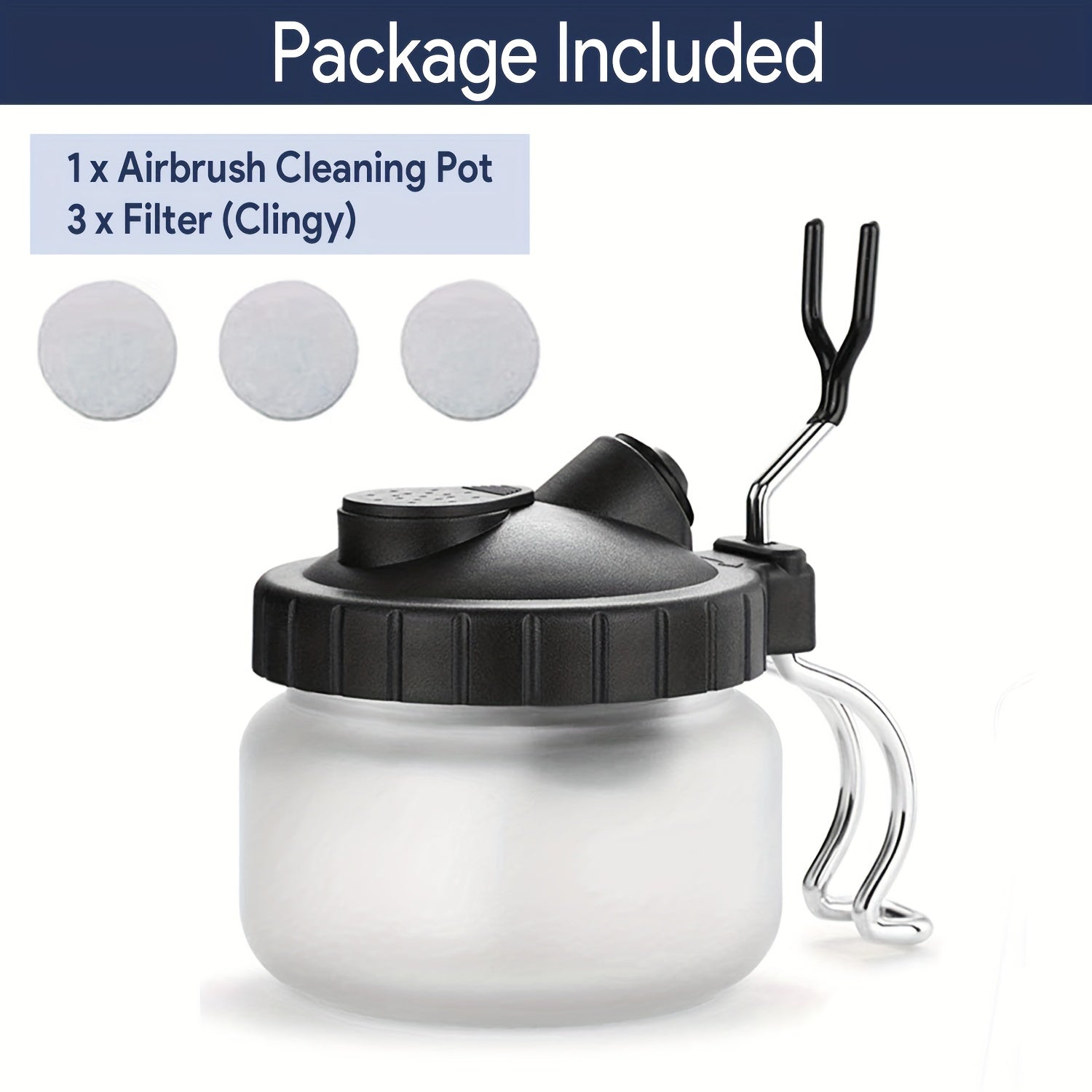 Airbrush Cleaning Pot Spray Gun Washing Glass Jar with Air Filter Mat