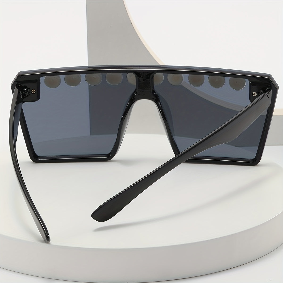 Y2K Square Frame Sunglasses Faux Pearl Decor UV400