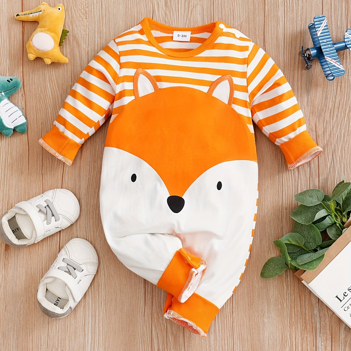 Baby Fox Striped Casual Rompers