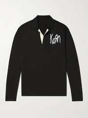 Men's Letter Pattern Polo Sweater Warm V Neck Pullover
