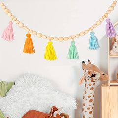 Boho Tassel Garland Wooden Beads Banner Party Decoration