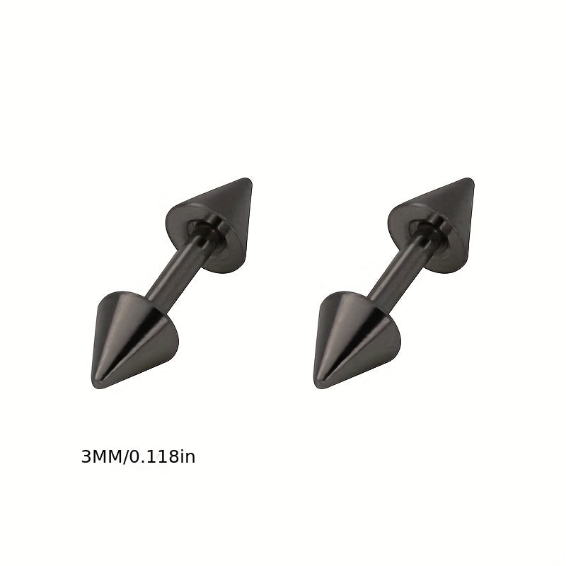Stainless Steel Cone Earrings Double Pointed Piercing Jewelry