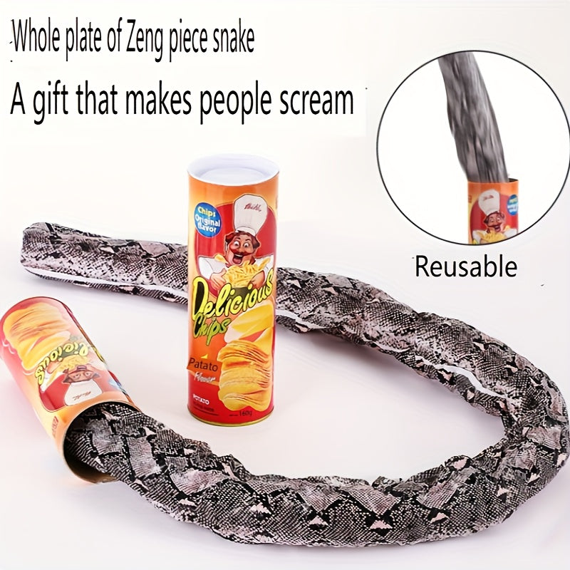 Prank Potato Chip Can with Spring Snake Joke Toy Adults Birthdays Gag Gift