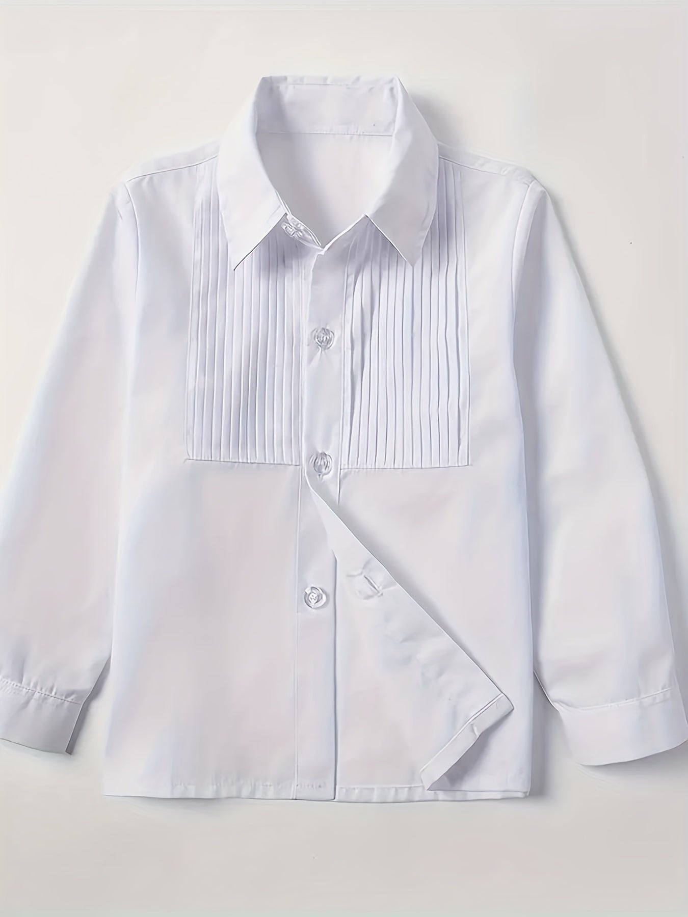 Boys Solid Formal Top Short Sleeve Lapel Shirt