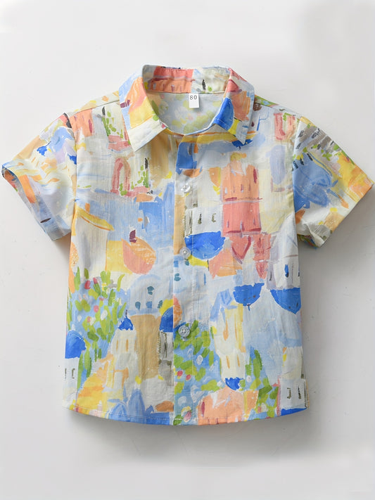 Boys Block Shirt Short Sleeves for Summer