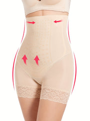 High Waist Lace Panel Control Boyshort Panties
