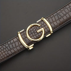 Crocodile Pattern Leather Belt Cowhide Belt Sliding Buckle