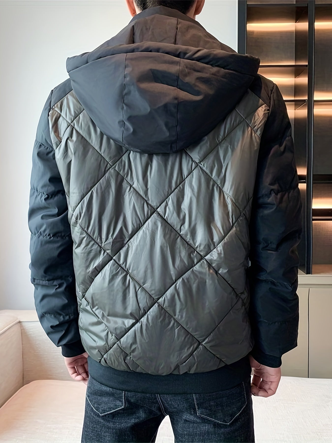 Men's Hooded Cotton Padded Jacket for Winter
