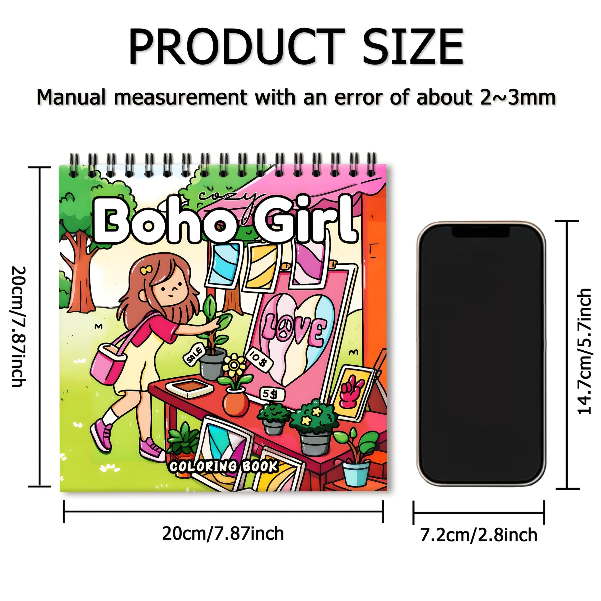 Boho Girl Adult Coloring Book 24 Pages Vibrant Patterns Non T
