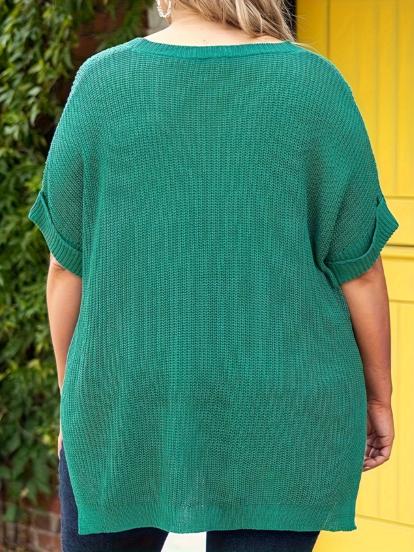  Cable Knit Short Sleeve Sweater