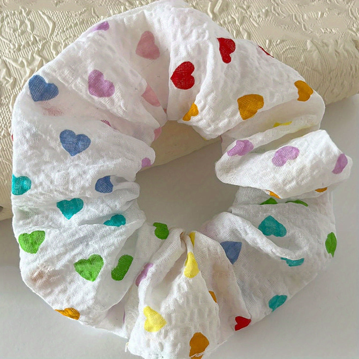 Colorful Love Pattern Hair Rope Large Circle Head Rope Hair Accessories