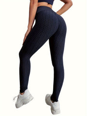 High Waist Honeycomb Yoga Leggings Slimming Workout Activewear