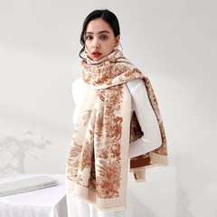 Coconut Tree Cashmere Scarf Long Warm Shawl Wraps Cashmere Fringe Scarf