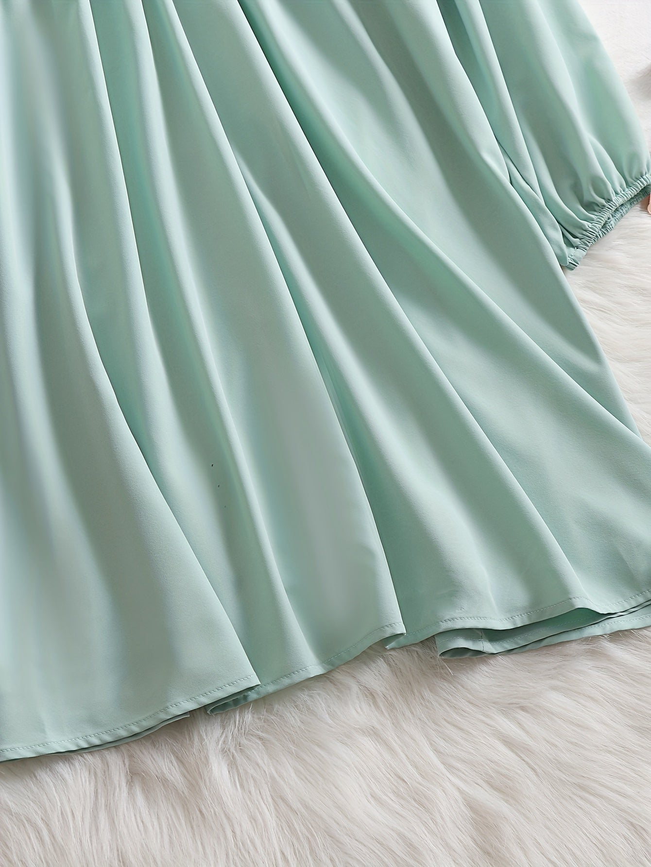  Lantern Sleeve Polo Neck Dress