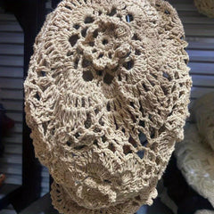 Vintage Flower Crochet Beanie Hollow Out Skull Hat Soft Thin Knit Hats