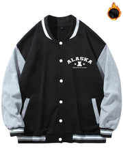 Men's Baseball Collar Muppet Bear Print Jacket