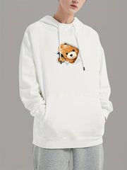 Teddy Bear Print Sweatshirt Men's Casual Graphic Pullover Sweatshirt