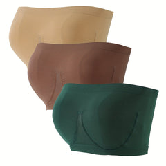 3pcs Strapless Bandeau Bras Soft & Stretchy Everyday Bras Women's Lingerie