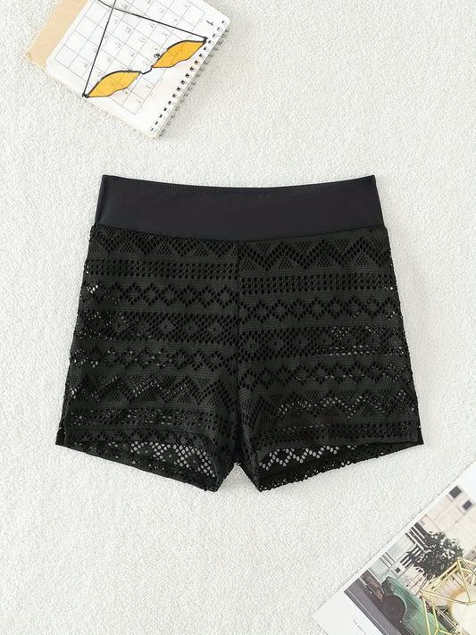 Sheer High Waist Cover Up Shorts Swim Bottoms