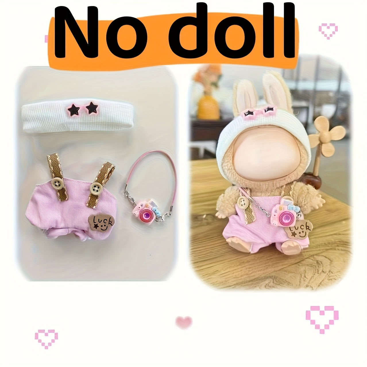 Doll Pendant Clothing Star Eye Overalls hat Set for 5-6 inch Dolls