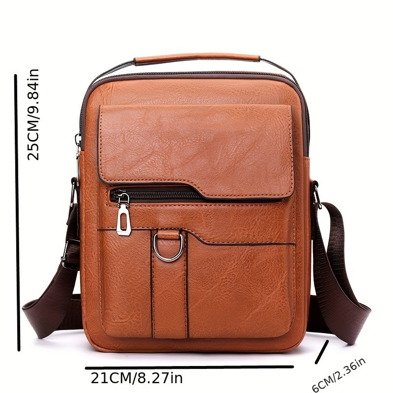 Men's Vintage PU Leather Shoulder Bag Business Satchel