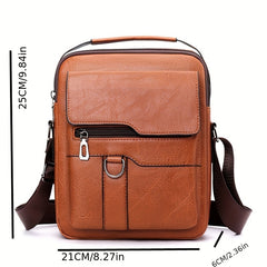 Men's Vintage PU Leather Shoulder Bag Business Satchel