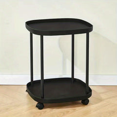 Mobile End Table With Wheels Double Layer Tray Table Bedside Table