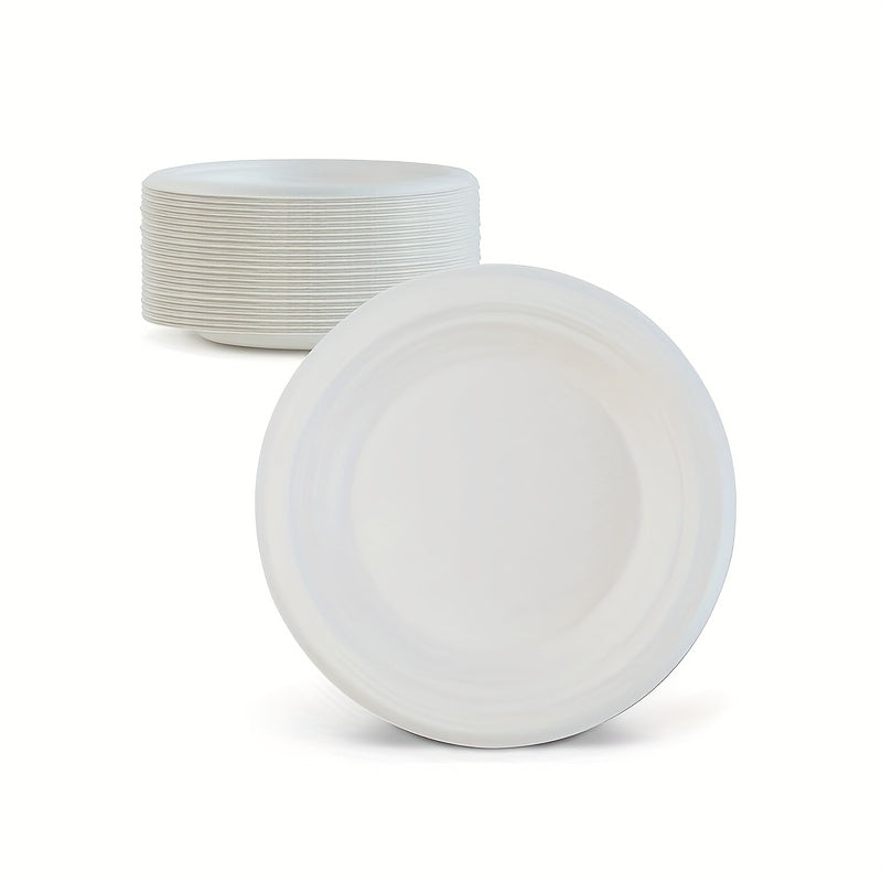 50 Pcs Biodegradable Sugarcane Pulp Disposable Plates