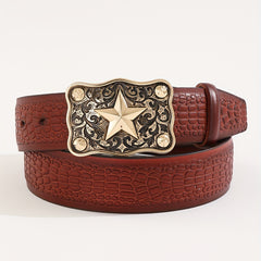 Men's Casual Business Star Pattern Belt Adjustable Decorative Belt