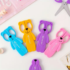 Mini Bear Plastic Scissors Paper Cutting Stationery Safety Small Scissors