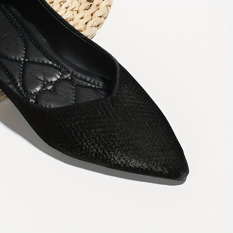 Women's Satin Ballet Flats Pointed Toe Soft Sole Slip On Shoes
