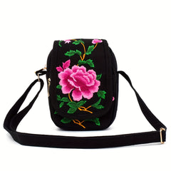 Vintage Ethnic Style Mini Crossbody Bag with Flower Embroidery