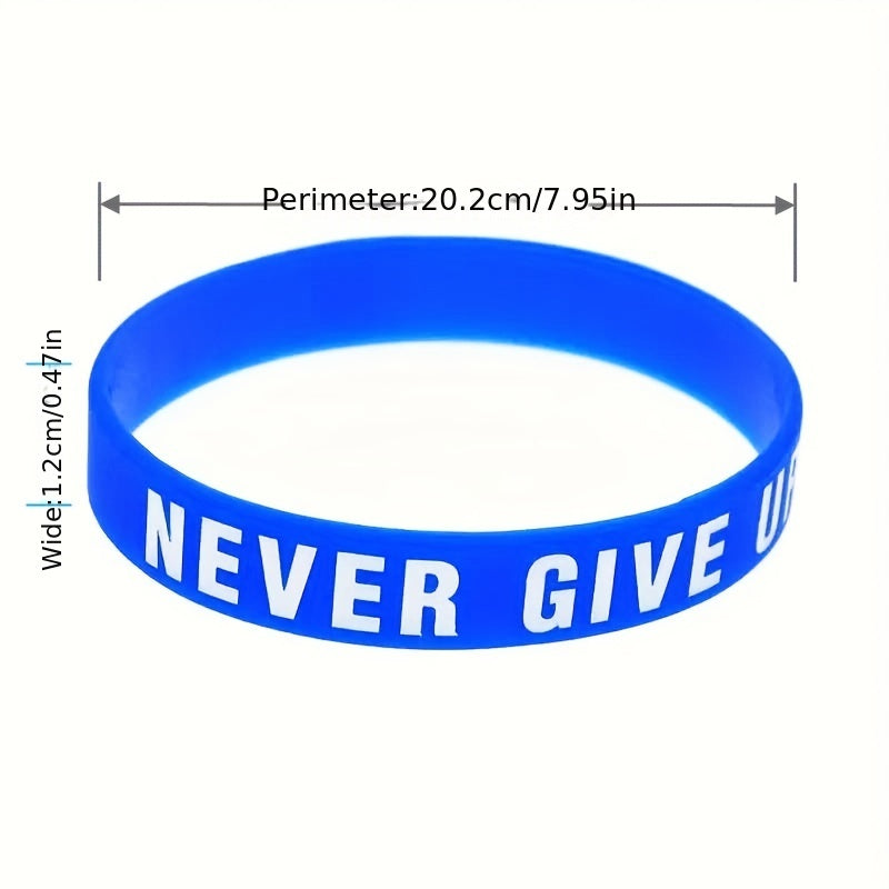3 Pcs Never Give Up Silicone Bracelet Inspirational Rubber Wristband