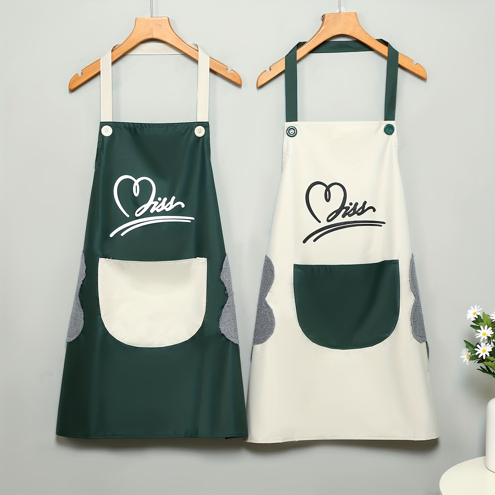 Waterproof Kitchen Apron 27.5 x 26.7inch Erasable Hand Apron