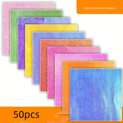 50pcs Pearlescent Shining Folding Origami Glitter Decorative Paper