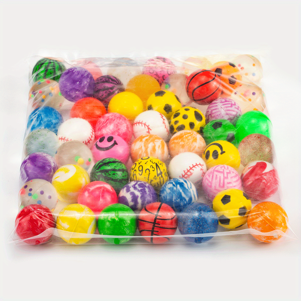 50-Piece Colorful Bouncy Ball Bulk Set for Kids' Parties and Birthdays
