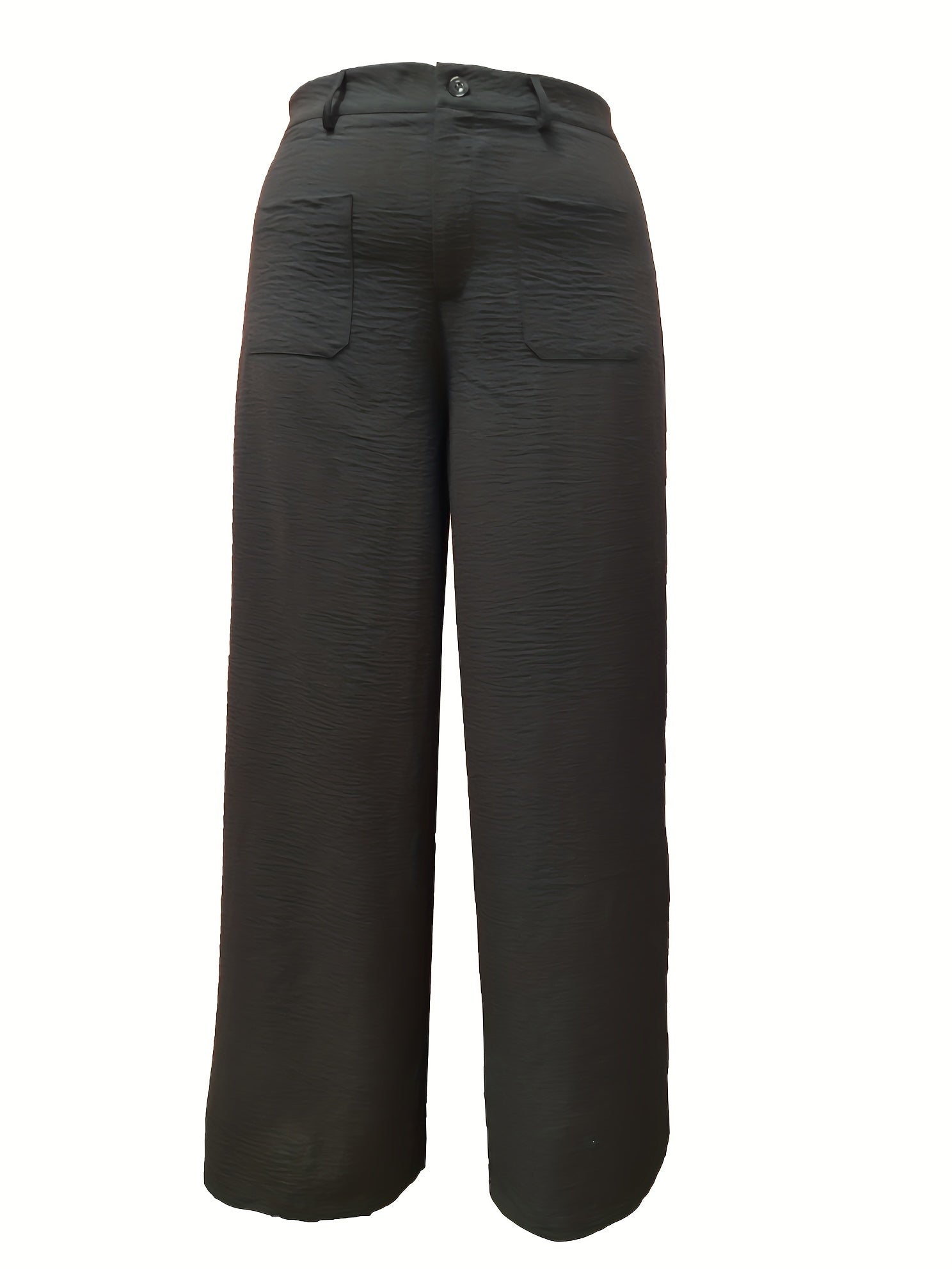 Women's Plus Solid Wide Leg Pants High Rise Button Fly