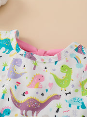 Toddler Girls Sleeveless Dinosaur Graphic Princess Dress
