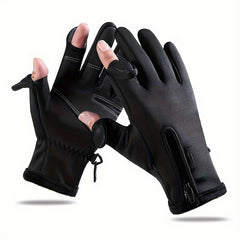 Windproof Waterproof Fishing Gloves Touch Screen Gloves Zipper Autumn Winter