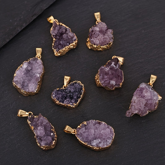 Natural Amethyst Rock Pendant Healing Crystal Gemstone 3.05 Cm